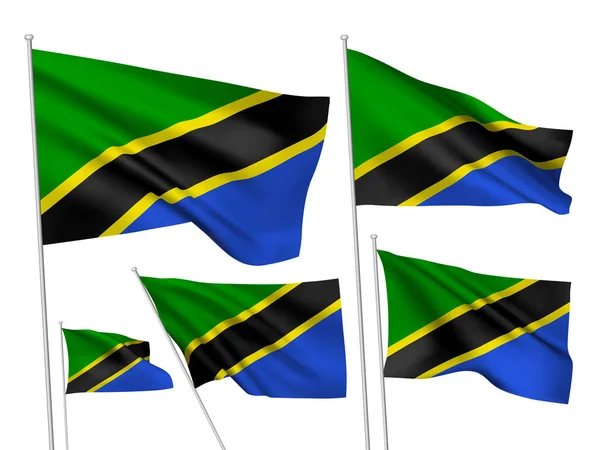 Vektor flaggor av Tanzania — Stock vektor