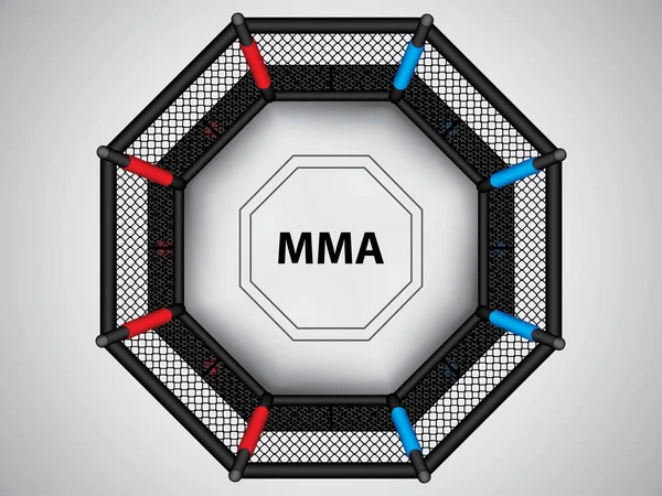 Vektorové Ilustrace Mma Klece Smíšená Bojová Umění Osmiúhelník Klec Pohled — Stockový vektor