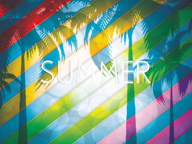 Yaz arka plan, tropikal konsept tasarımı, vektör çizim