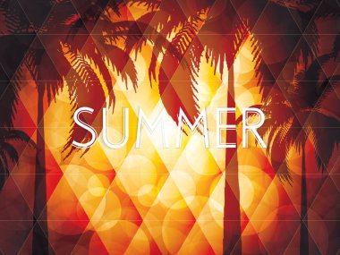 Yaz arka plan, tropikal konsept tasarımı, vektör çizim