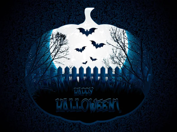 Halloween Sfondo Notte Con Luna Piena Pipistrelli Illustrazione Vettoriale — Vettoriale Stock