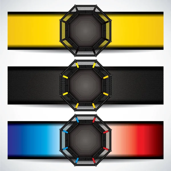 Illustrazione Vettoriale Delle Bandiere Delle Gabbie Mma Gabbia Ottagonale Arti — Vettoriale Stock