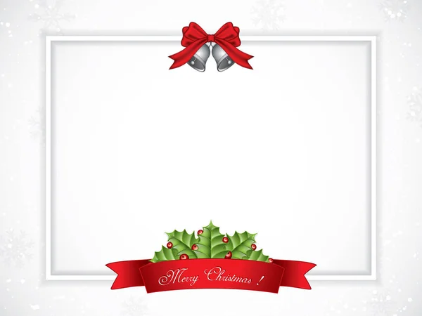 Bianco Sfondo Natale Con Nastro Campane Illustrazione Vettoriale — Vettoriale Stock