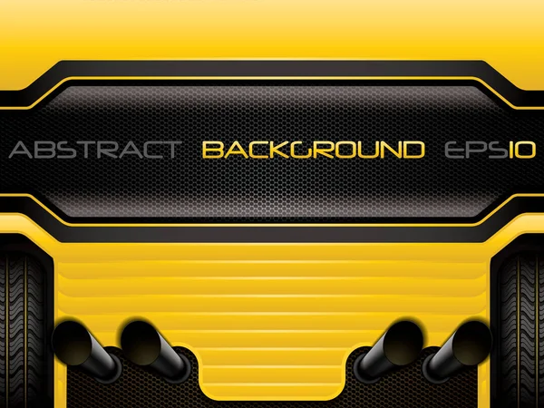 車のタイヤ ベクトル図で黄色の抽象的な背景パンフレット — ストックベクタ