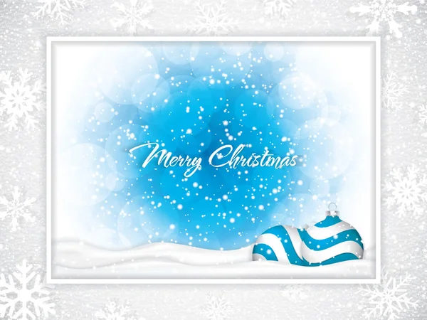 Blue Christmas Design Balls Snowy Background Vector Illustration — Stock Vector
