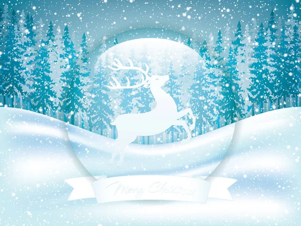 Karácsonyi Üdvözlőlap Téli Este Kék Hangon Vektoros Illusztráció — Stock Vector