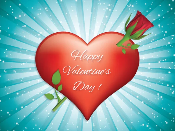Hart Doorboord Met Een Roos Vectorillustratie Aftelkalender Voor Valentijnsdag Symbool — Stockvector