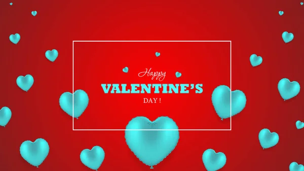 Fond Saint Valentin Avec Des Ballons Forme Coeur Turquoise Illustration — Image vectorielle