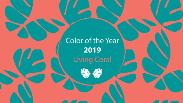 Nahtlose Muster Hintergrund Mit Palmen Leaves Color Year Living Coral — Stockvektor