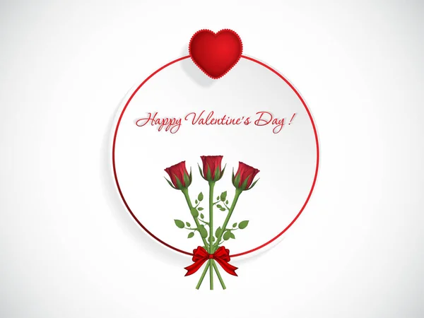 情人节贺卡与红玫瑰和缝制枕头心脏 矢量插图 — 图库矢量图片
