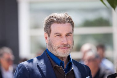Cannes, Fransa - 15 Mayıs 2018: John Travolta photocall 'buluşma ile John Travolta için - Gotti' 71 yıllık Cannes Film Festivali sırasında katılır