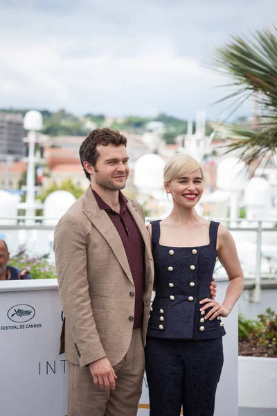 Cannes Francia Mayo 2018 Alden Ehrenreich Emilia Clarke Asisten Photocall — Foto de Stock