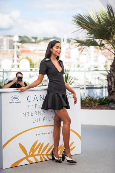 Cannes Frankrike Maj 2018 Laura Harrier Sköter Fototillfälle För Den — Stockfoto