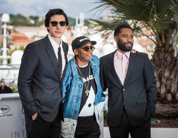 CANNES, FRANCE - MAY 15, 2018: Adam Driver, director Spike Lee and John David Washington attend the photocall for 'Blackkklansman' during the 71st annual Cannes Film Festival
