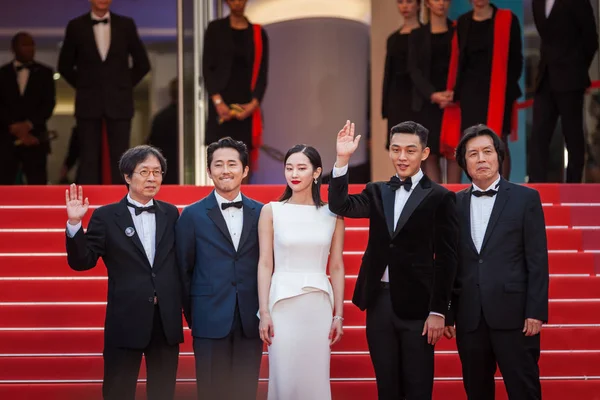 Cannes Francja Maja 2018 Steven Yeun Jeon Jong Seo Yoo — Zdjęcie stockowe