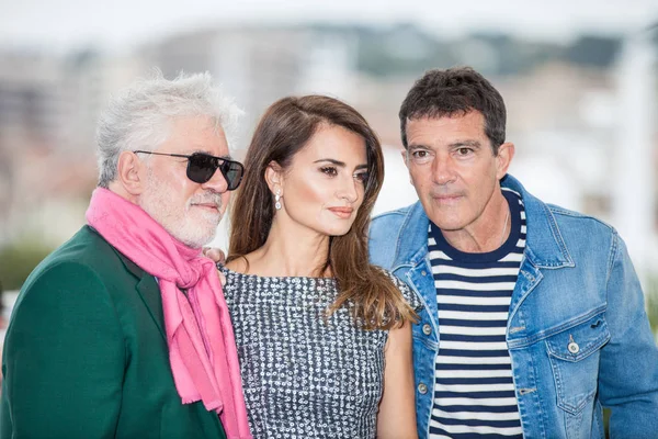 Cannes France May 2019 Pedro Almodovar Penelope Cruz Antonio Banderas — Stock Photo, Image