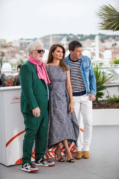 Cannes France Mai 2019 Pedro Almodovar Penelope Cruz Antonio Banderas — Photo