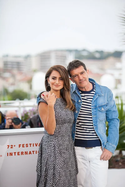 Cannes France May 2019 Penelope Cruz Antonio Banderas Attend Photocall — Stock Photo, Image