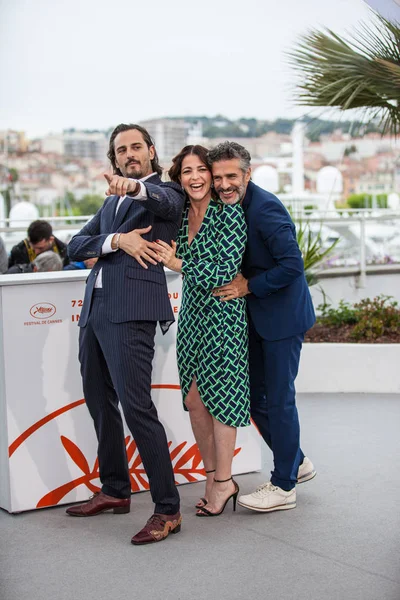 Cannes Fransa Mayıs 2019 Asier Etxeandia Nora Navas Leonardo Sbaraglia — Stok fotoğraf