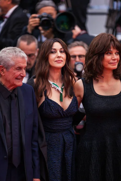 Cannes Fransa Mayıs 2019 Claude Lelouch Monica Bellucci Marianne Denicourt — Stok fotoğraf