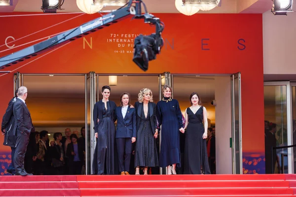 Cannes França Maio 2019 Noemie Merlant Celine Sciamma Valeria Golino — Fotografia de Stock