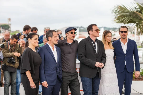 Cannes Francja Maja 2019 Brad Pitt Quentin Tarantino Margot Robbie — Zdjęcie stockowe