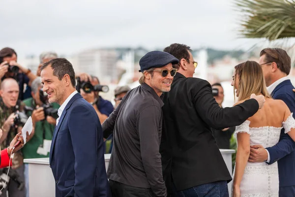 Cannes Frankrike Maj 2019 Brad Pitt Quentin Tarantino Margot Robbie — Stockfoto