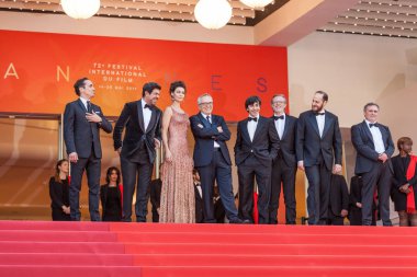 Cannes, Fransa - 23 Mayıs 2019: Pierfrancesco Favino, Maria Fernanda Candido, Marco Bellocchio, Luigi Lo Cascio, Fausto Russo Alesi 72.
