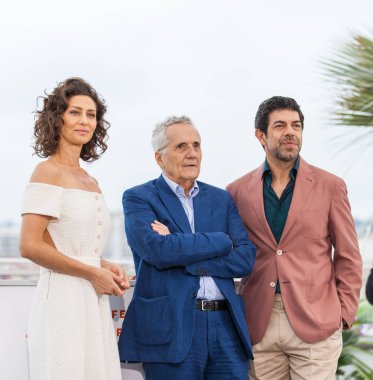 Cannes, Fransa - 24 Mayıs 2019: Maria Fernanda Candido, yönetmen Marco Bellocchio ve Pierfrancesco Favino, 72.