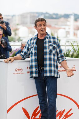 Cannes, Fransa - 24 Mayıs 2019: Sylvester Stallone & Rambo V: 72. yıllık Cannes Film Festivali 'nin Son Kanı