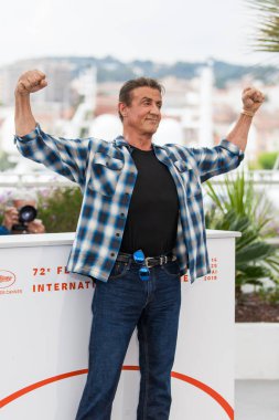 Cannes, Fransa - 24 Mayıs 2019: Sylvester Stallone & Rambo V: 72. yıllık Cannes Film Festivali 'nin Son Kanı