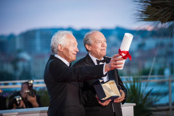 Cannes Francja Maja 2019 Jean Pierre Dardenne Luc Dardenne Laureaci — Zdjęcie stockowe