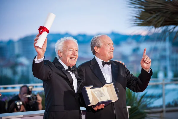 Cannes Francja Maja 2019 Jean Pierre Dardenne Luc Dardenne Laureaci — Zdjęcie stockowe