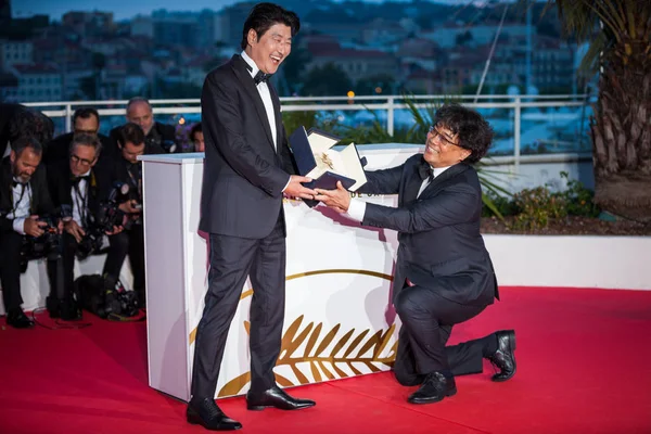Cannes Francja Maja 2019 Reżyser Bong Joon Kang Song Laureat — Zdjęcie stockowe