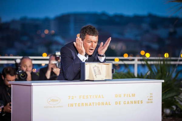 Cannes Fransa Mayıs 2019 Spanyol Aktör Antonio Banderas Cannes Film — Stok fotoğraf