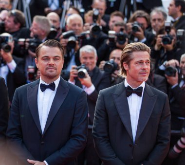 Cannes, Fransa - 21 Mayıs 2019: Leonardo Dicaprio ve Brad Pitt 72.