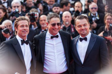 Cannes, Fransa - 21 Mayıs 2019: Leonardo Dicaprio, Thomas Rothman ve Brad Pitt 72.