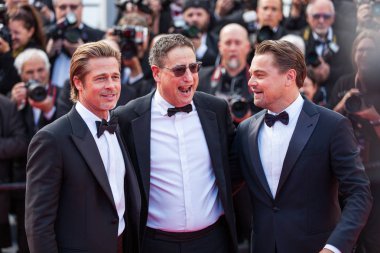 Cannes, Fransa - 21 Mayıs 2019: Leonardo Dicaprio, Thomas Rothman ve Brad Pitt 72.