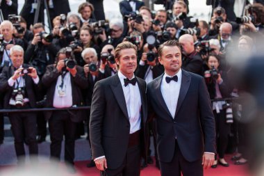 Cannes, Fransa - 21 Mayıs 2019: Leonardo Dicaprio ve Brad Pitt 72.