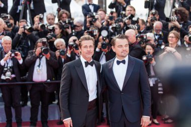 Cannes, Fransa - 21 Mayıs 2019: Leonardo Dicaprio ve Brad Pitt 72.