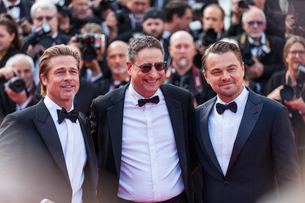 Cannes Francia Mayo 2019 Leonardo Dicaprio Thomas Rothman Brad Pitt — Foto de Stock