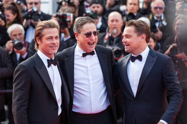 Cannes França Maio 2019 Leonardo Dicaprio Thomas Rothman Brad Pitt — Fotografia de Stock