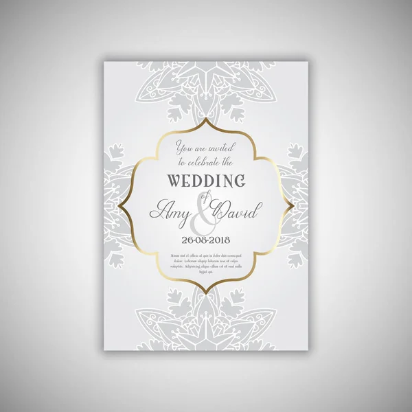 Wedding Invitation Elegant Mandala Design — Stock Vector