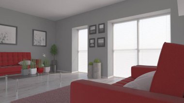 bir oturma odası iç 3D render