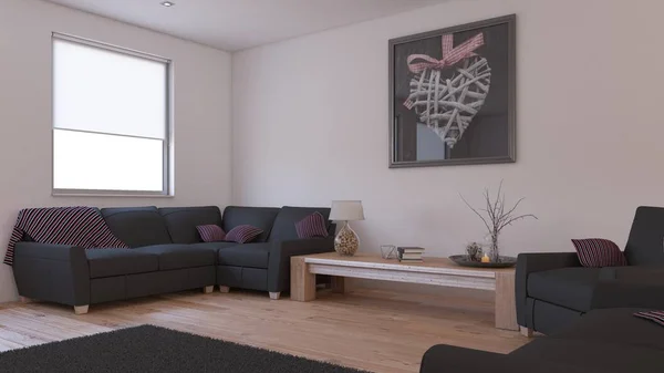 Render Living Room Interior — Stock Photo, Image
