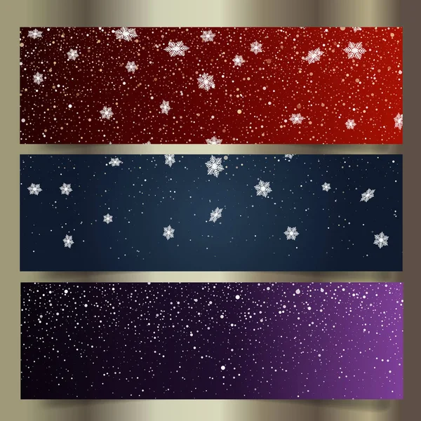 Bandiere Natale Con Disegni Fiocchi Neve — Vettoriale Stock