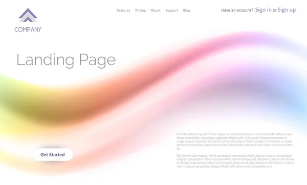 Landing Page Website Template Abstract Flow Design — Stock Vector