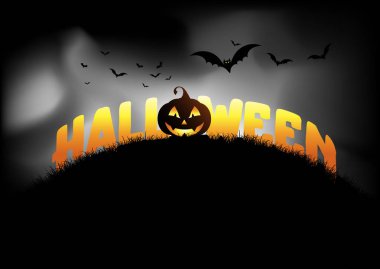 Halloween jack o fener ve yarasalar arka plan