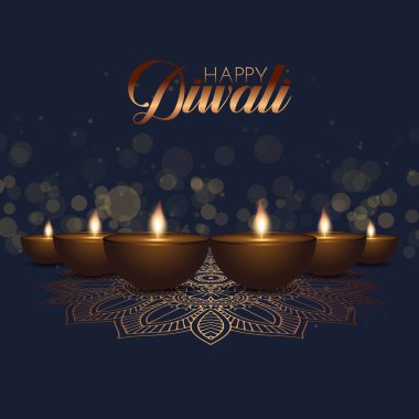 Kandil ve bokeh ışıklar Tasarım Diwali arka plan