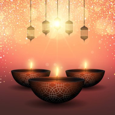 Diwali arka plan ile kandil yıldızlı bir arka plan üzerinde
